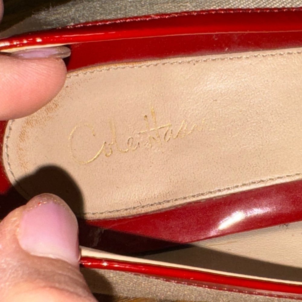Cole Haan Women's Mary Jane Shoe Red Patent Tan Beige Linen Low Wedge Size 11B - Picture 10 of 10